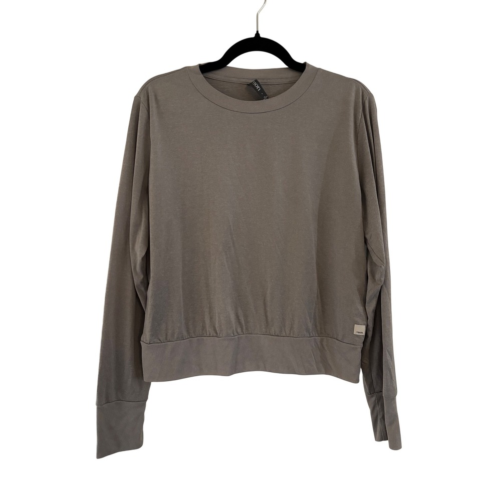 Vuori Womens Long Sleeve Crewneck Pullover Top Taupe Brown VW133 Large